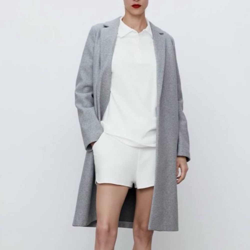Zara Faux Felt Wool Coat in Heather Gray